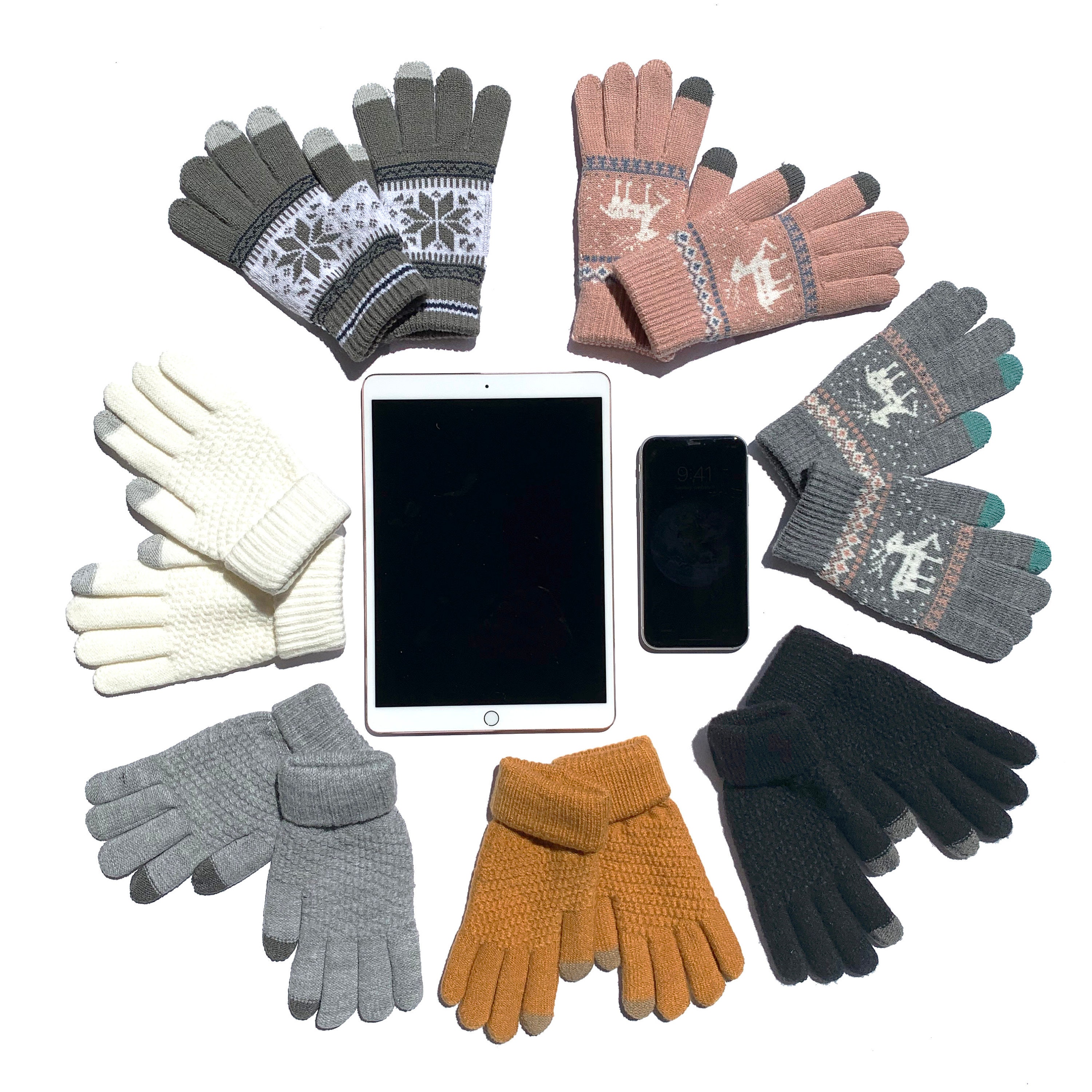 Ikon Ladies Thermal Warmeez Touch Screen Winter Gloves – One Size Large, Patterned, Machine Washable, UK Made