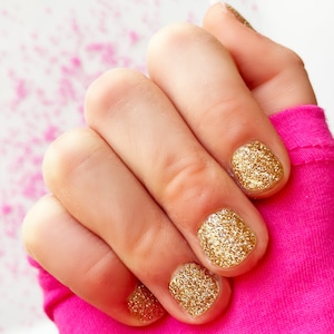 Gold Glitzer Nagel Wraps für Kinder (alter 5-10)