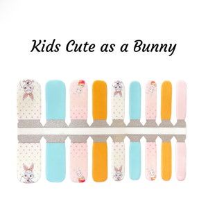 Kids Cute as a Bunny Nail Wraps / Easter Nail Wraps / Bunny Nail Wraps / Easter Egg Nail Wraps