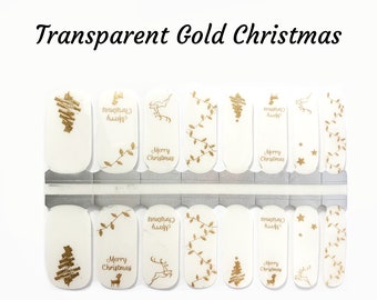 Transparent Gold Christmas Nail Wraps