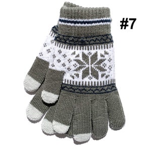 Touch Screen Gloves #7 Gray Snowflake