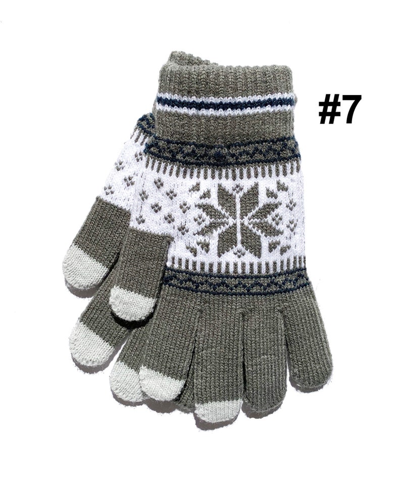 Touch Screen Gloves #7 Gray Snowflake