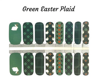 Green Easter Plaid Nail Wraps / Easter Nail Wraps /Rainbow Nail Wraps / Easter Egg Nail Wraps