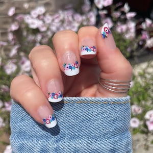 French Poppy Nail Wraps 100% Nail Polish Strips Nail Stickers Floral French