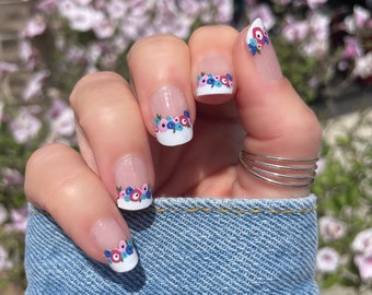 French Poppy Nail Wraps / Floral French