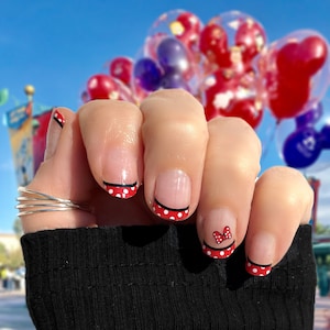 French Minnie Tips Nail Wraps 100% Nail Polish Strips Nail Stickers Disney Nails