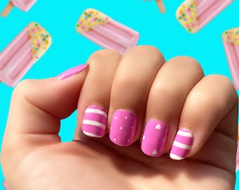 Kids Pinkalicious Heart (ages 5-10) / Kids Pink Nail Wraps