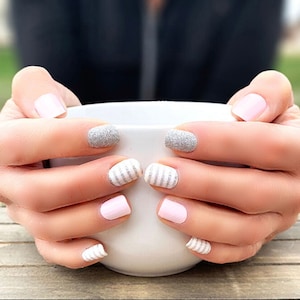 Shimmering Pink Nail Wraps 100% Nail Polish Strips Nail Stickers
