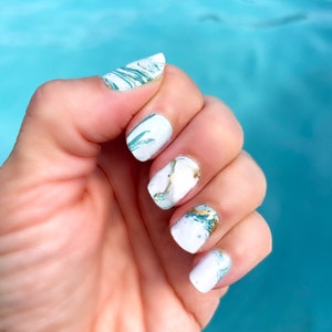Coastal Craze Nail wraps /Emerald & Gold Nail Wraps