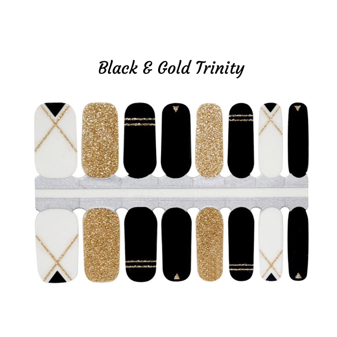 Black & Gold Trinity Nail Wraps / Triangle Nail Wraps Etsy