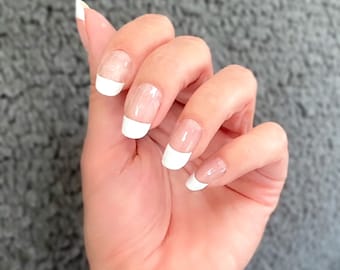 French Tips 3 (For Long Nails) Nail wraps/ White and clear Nails / French manicure Nails