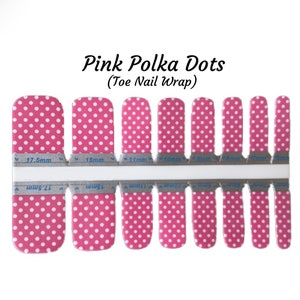 Pink Polka Dots Toe Nail Wraps / Pink Toe Nail Wraps