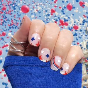 Star Spangled (Semi-Transparent) Nail wraps/ Red White and Blue Nails / 4th of July Nails