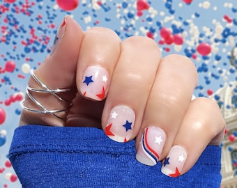 Star Spangled (Semi-Transparent) Nail Wraps 100% Nail Polish Strips Nail Stickers