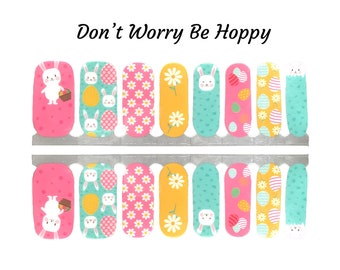 Don't Worry Be Hoppy Nail Wraps / Easter Nail Wraps / Bunny Nail Wraps / Easter Egg Nail Wraps