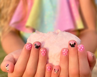 Kids Pink Minnie Nail Wraps (Age 5-10) / Disney Nail Wraps / Mommy and Me nail wraps