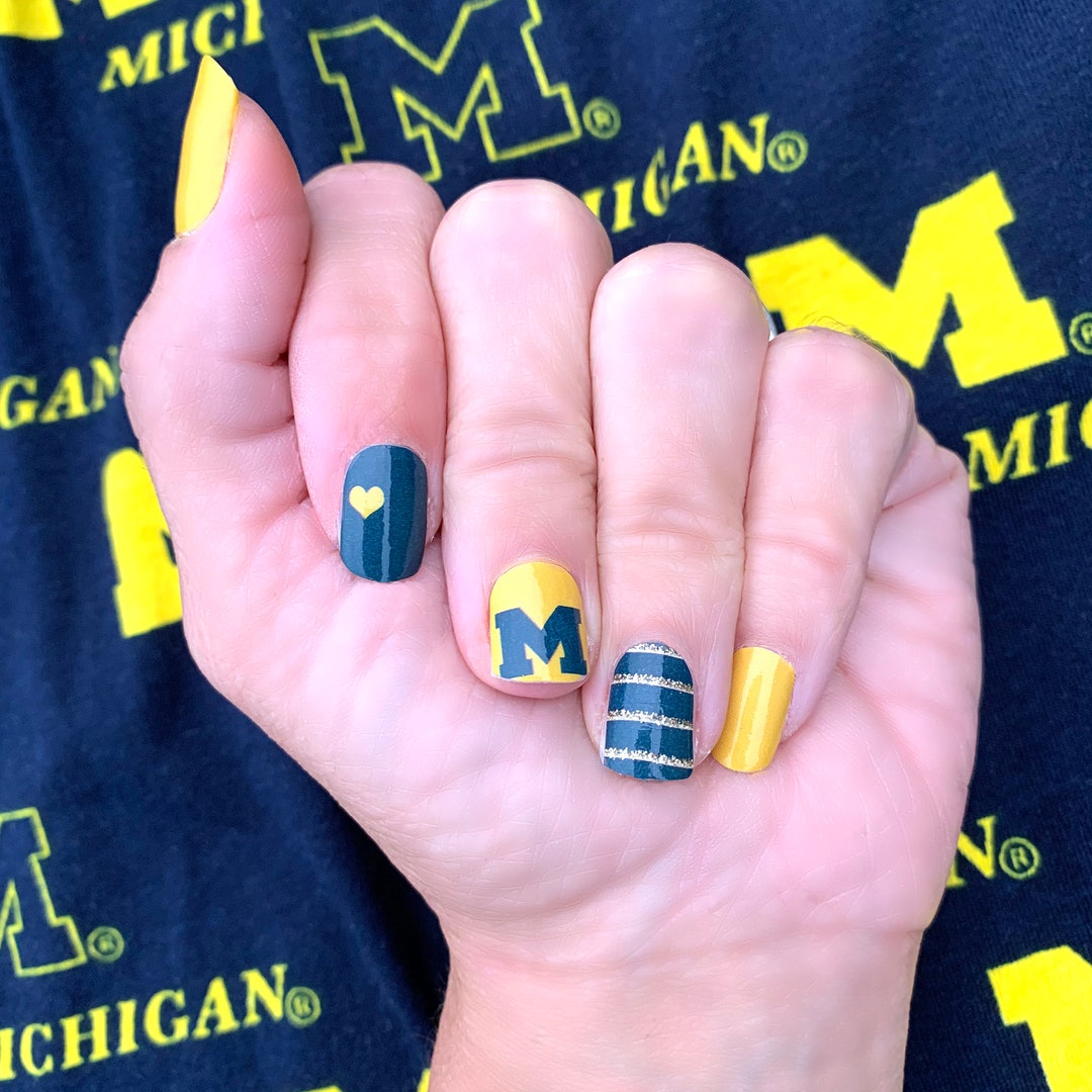 Let's Go Blue Nail Wraps / Michigan University Nail Wraps Etsy
