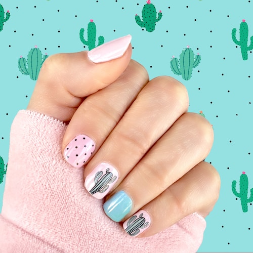 Pink Cactus Nail Wraps / Cactus Nail Wraps Etsy