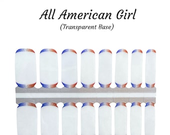 All America Girl Nail wraps / Red White and Blue Nails / 4th of July Nails /Labor day nails / Memorial Day Nails