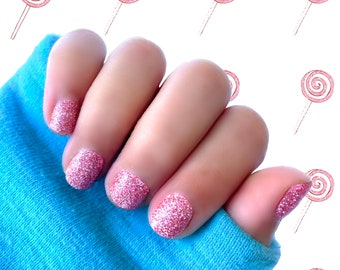 Kids Pink Glitter Nail Wraps (ages 5-10)