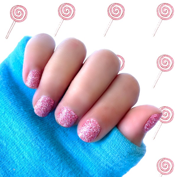 Kids Pink Glitter Nail Wraps (ages 5-10)