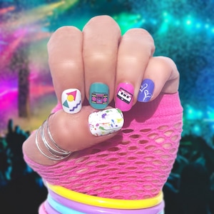 Retro Vibes Nail Wraps / 80&#39;s Nail Wraps / 90&#39;s Nail Wraps