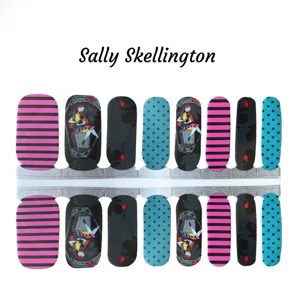 Sally Skellington  Nail wraps/ Halloween nail wraps / Nightmare Before Christmas Nails