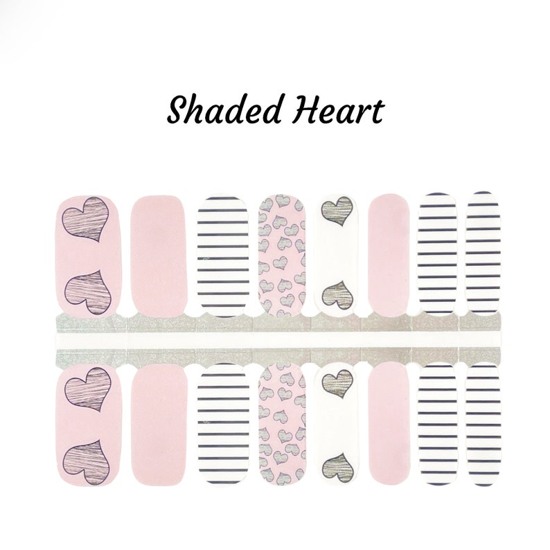 Shaded Heart Nail Wraps image 2