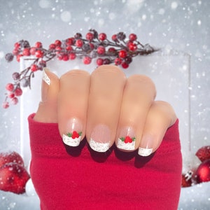 Envolturas de uñas de acebo francés / Uñas blancas y transparentes / Uñas de manicura francesa