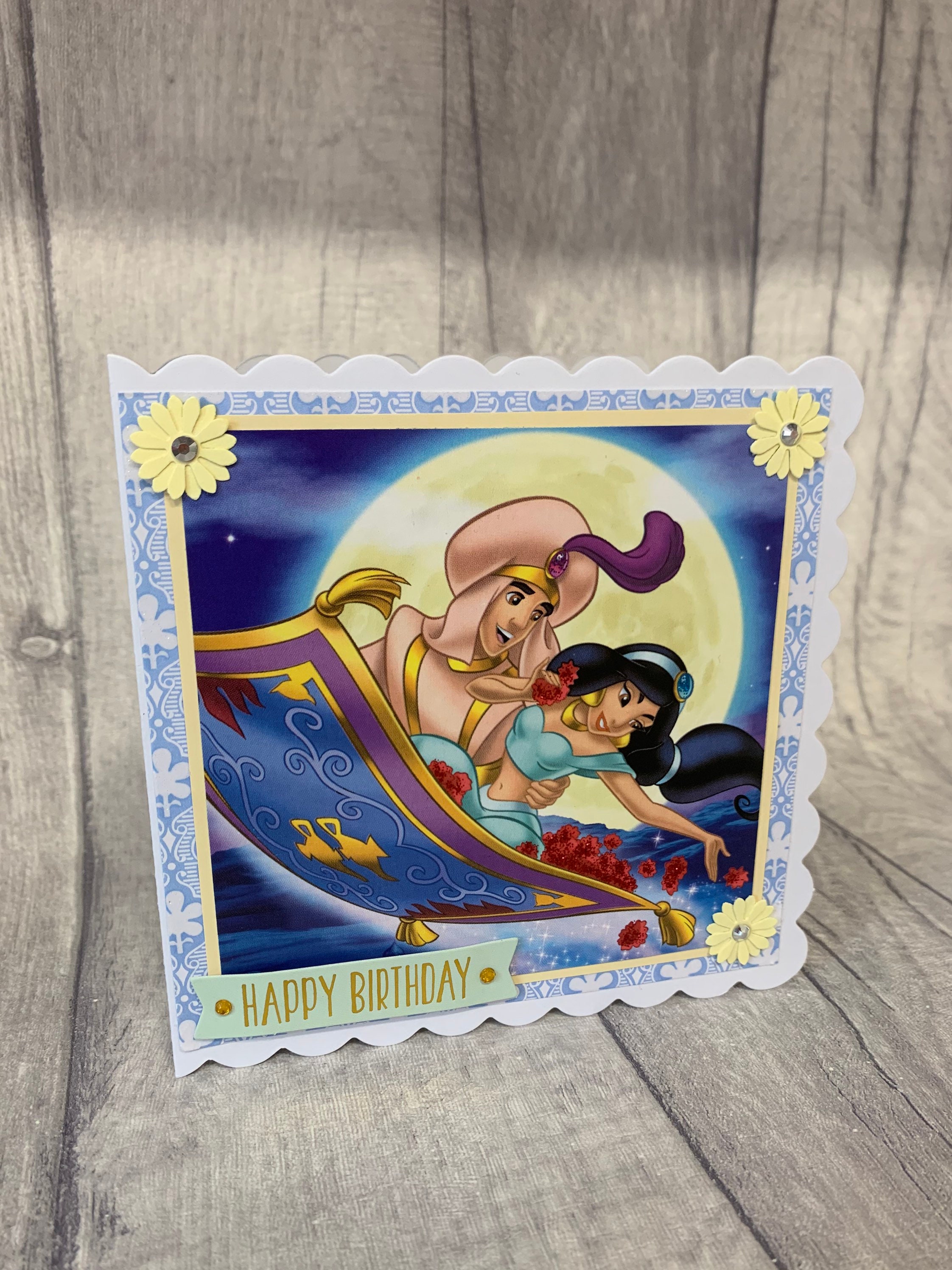 Disney Aladdin and Princess Jasmine handmade Birthday card Etsy