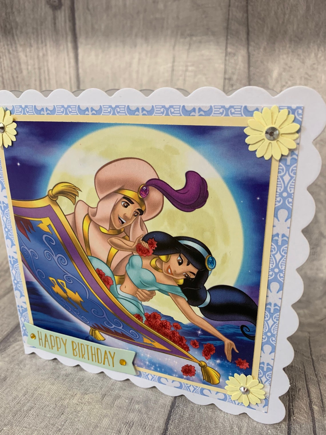 Disney Aladdin and Princess Jasmine Handmade Birthday Card Etsy