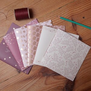 Kleine vierkante notitieboekjes 15x15 cm ROZE KERST + verrassingswenskaarten