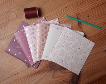 Small square notebooks 15x15 cm PINK CHRISTMAS + surprise greeting cards