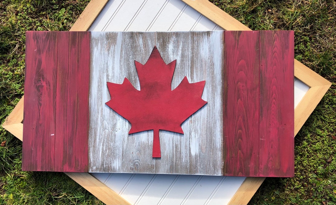 Wood Canada Flag Sign Etsy