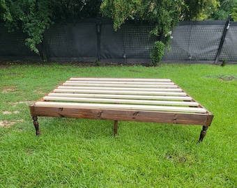 Platform Wood Bed Frame, Headboard, Footboard, Siderails, Bedslats