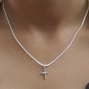 Collar con cruz pequeña de plata de ley 925, collar con cruz de 40 cm, collar con cruz minimalista, cruz pequeña, collar con cruz delicada