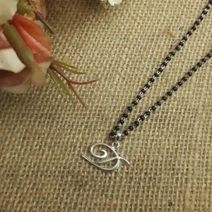 925 sterling  silver initial  Mangalsutra Necklace ,everyday letter necklace,minimalist mangalsutra,black bead personalised necklace
