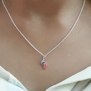 Sterling Silver Feet Pendant Necklace - Handcrafted Foot Jewelry for Women,silver feet charm necklace,feet pendant necklace