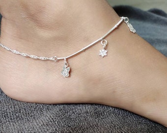 925 sterling silver charms anklet,silver ankle bracelet,modern silver anklet,dainty silver ankle bracelet,boho beach anklet,indian payal