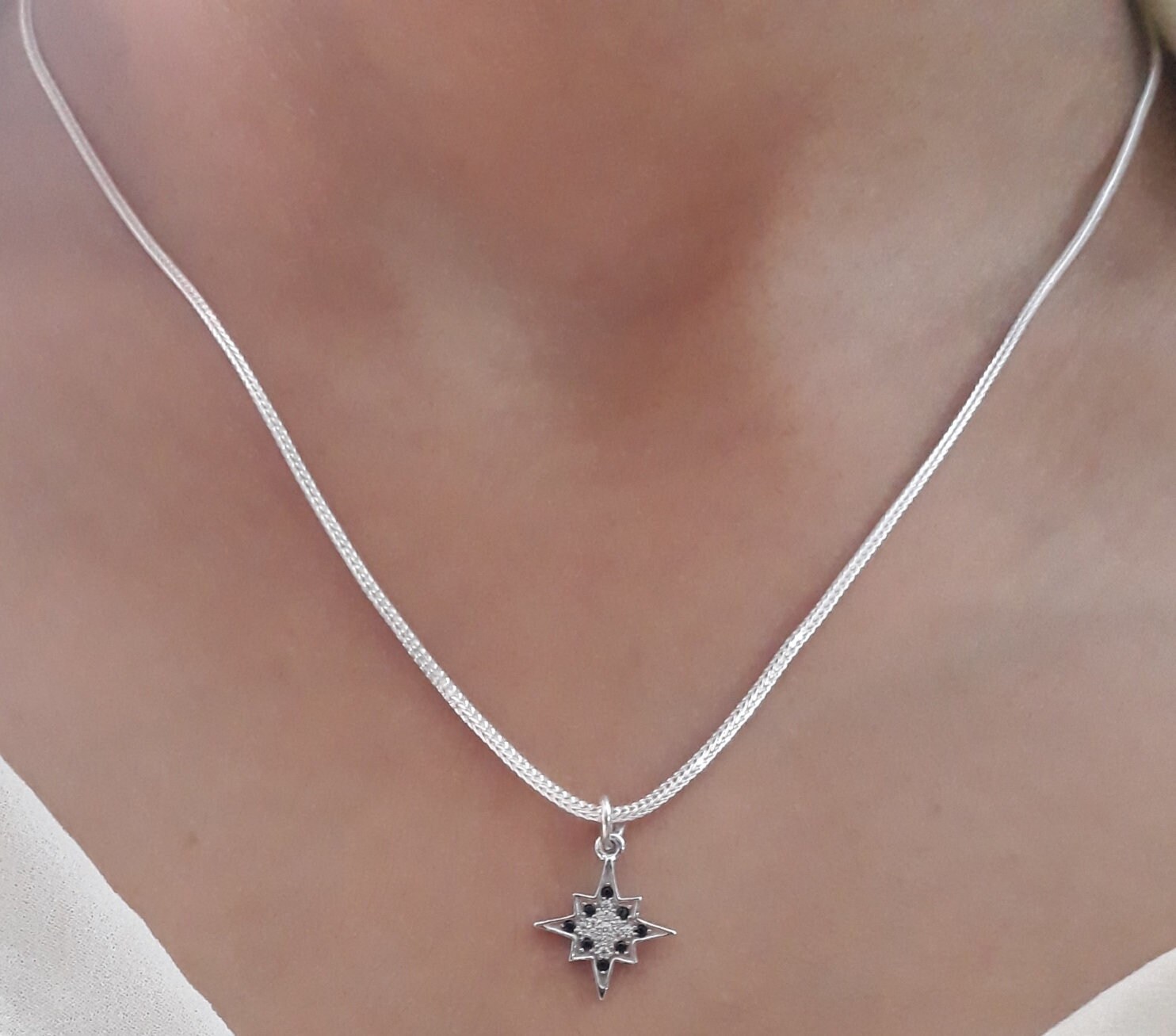 925 Sterling Silver Star Necklace,16