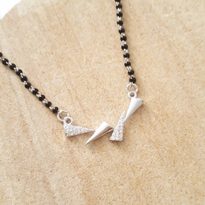925 sterling silver mangalsutra, pure silver mangalsutra, delicate mangalsutra, black bead mangalsutra