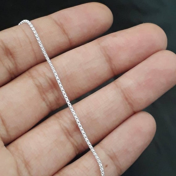 925 Sterling silver1.2 mm Solid Box Chain Necklace, 18 925 Sterling silver1.2 mm Solid Box Chain Necklace, 18