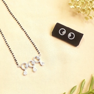 Sterling Silver Mangalsutra Necklace: American Diamond Indian Jewelry