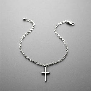 Sterling silver  cross bracelet,Dainty charm Bracelet,cross Charms  Bracelet,silver bracelet for girls women,minimalist cross  bracelet