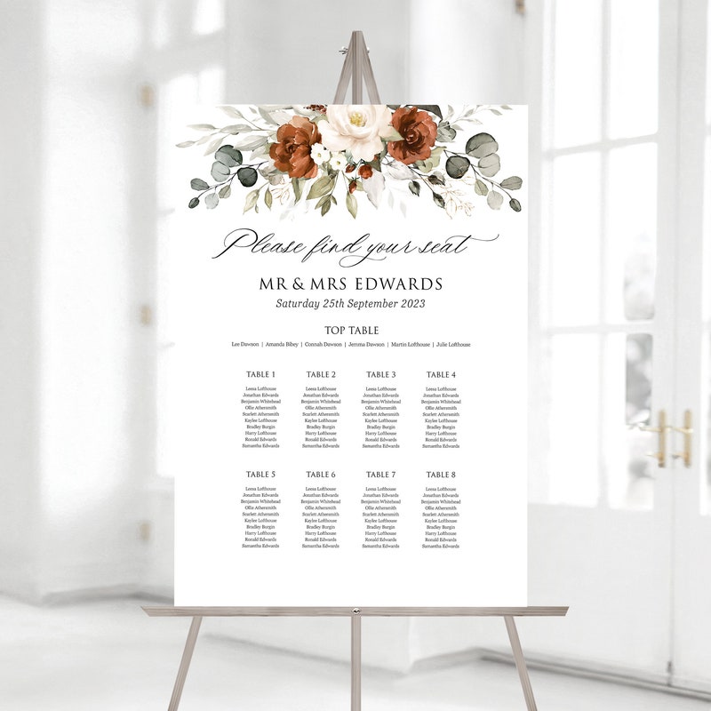 Table Plan Board Example Wedding Table Plan - Etsy UK