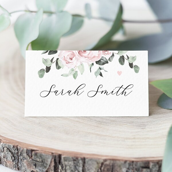 Dusky Pink Place Name Cards, Blush Pink Floral Name Card, Wedding Place Card, Baby Pink, Rustic Country Name Setting - BB02