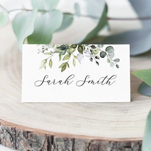 Eucalyptus Wedding Place Name Cards, Botanical Place Name, Eucalyptus, Green Wedding, Rustic Country Name Setting - BB25