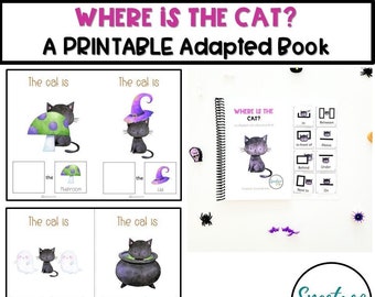 Halloween Prepositions Adapted Book, Speech Therapy (Digital Download)