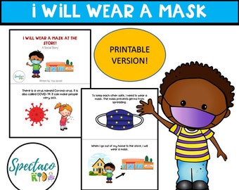 Wearing a Mask Social Story for Autism, Behavior Management (Digital Download)