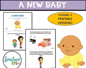 New Baby Social Story for Autism, Special Needs (Digital Download)